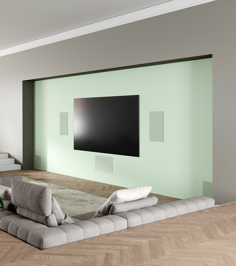 Lyngdorf DW-1 with D-60 speakers in a modern living room