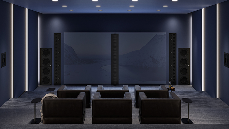 LS-1000 line source speakers in home cinema setup