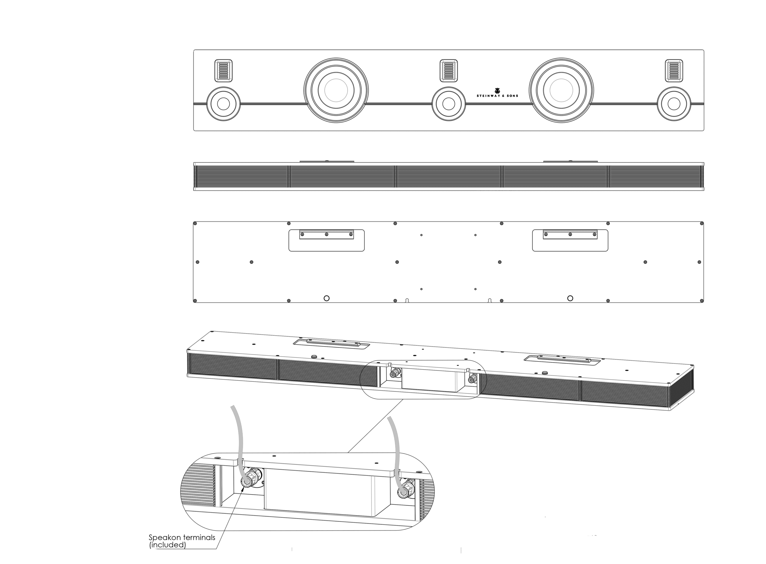 Model S Soundbar Technical Drawings